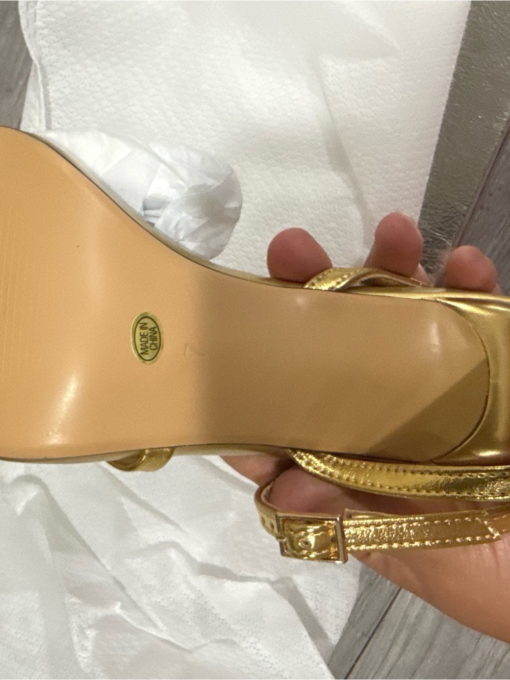 Gold Strappy Square-Toe Women’s Sandal - Picture 3 of 4